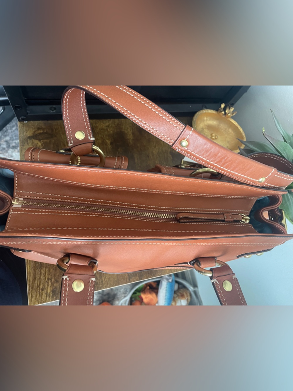 Vintage Coach Legacy Turnlock Leather Satchel in Whiskey, with original tags - Picture 14 of 16